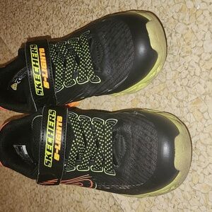 Skechers Kids' Black and Neon Orange Sneakers